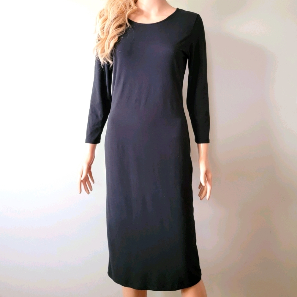 Black midi dress.